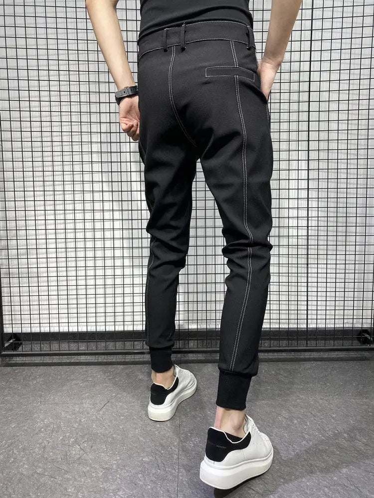 Black Harlan Draped Man Suits Pants Fluid 9 Cropped Fabric Designer Clothes Classic Trousers For Men Clothing Premium Up