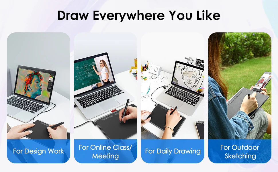 Drawing board, digital tablet computer, HavaPen ap906 9 x 5 inch artistic drawing digital tablet computer with battery-free pen