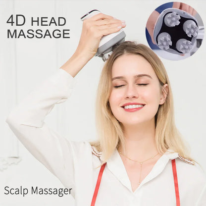 Electric Scalp Massager 4D Head Massage Multi Claw Antistress Relax Relieving Headache Scratcher Hair Growth for Adults Pets