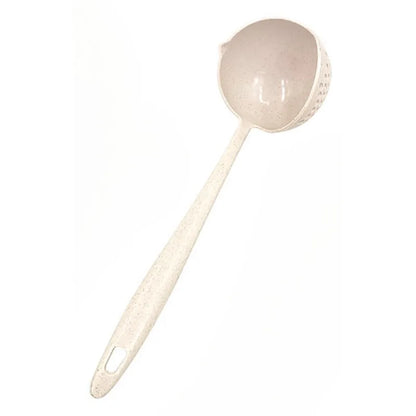 2 in 1 Creative Soup Spoon Long Handle Spoon Creative Spoon Strainer Spoon Cooking Tools Kitchen Wheat Straw Soup Spoon