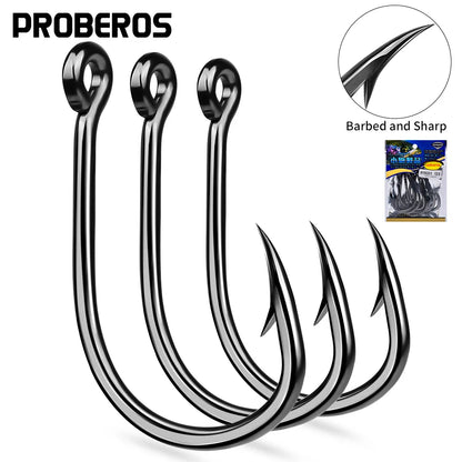 PROBEROS 10Pcs/lot Thick High Carbon Steel Fishhook Lron Hook With Barb Hook for Haihu River Fishing Gear Accessories Wholesale