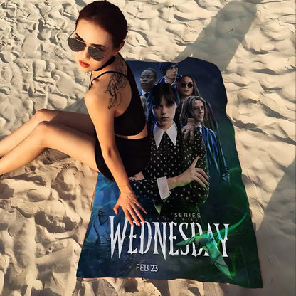 W-WednesdayS Addams Movie Cartoon Beach Towel Cute Kawaii Room Decor Bath Girls Children Hand Towels For Bathroom Shower