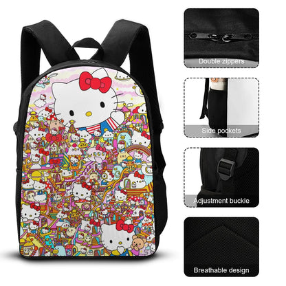 School Bag Printed Book Bag School Bags Boys 17 Inch Pencil Case School Backpack Lunch Bag Hello Kitty Sanrio