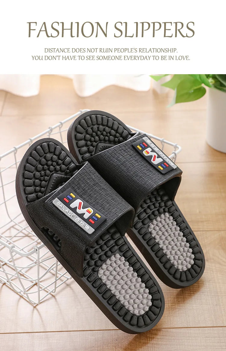 Soles massage slippers men's acupoints soles soles soles home indoor antiskid home lovers men's home cool slippers