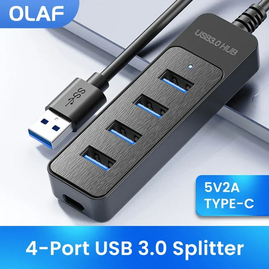 Multi-Port USB Type-C Hub, 4-Port USB Separator Adapter, High-Speed USB 2.0 for Computer Accessories