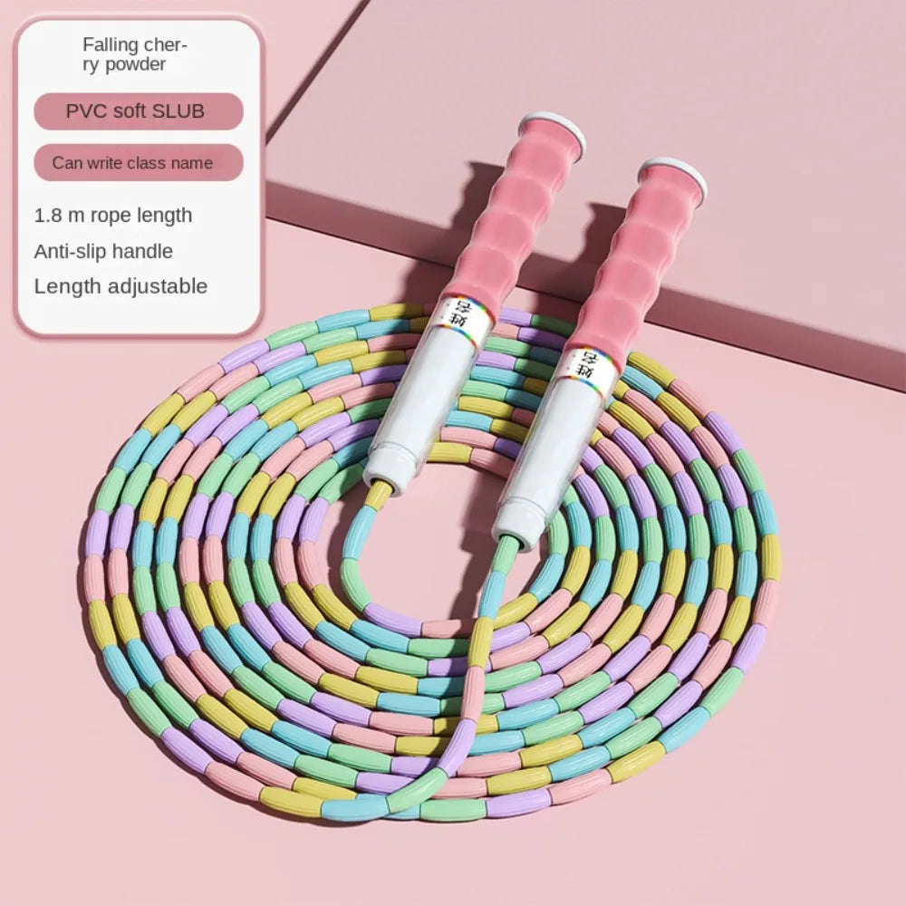 Bamboo Joint Soft Bead Skipping Rope Anti-Skid 2.8m Segmented Fitness Jump Rope Unisex Anti Slip Sports Rope Home Exercise