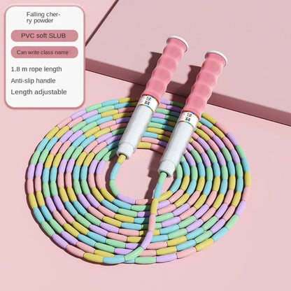 Bamboo Joint Soft Bead Skipping Rope Anti-Skid 2.8m Segmented Fitness Jump Rope Unisex Anti Slip Sports Rope Home Exercise