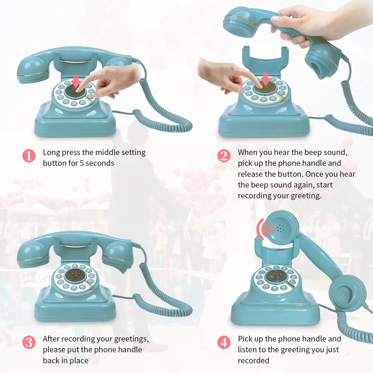 Wedding Audio Phone Guestbook Banquet Guests Voice Sign-In Phone Party Audio Blessing Message Phone Audio Book Phone