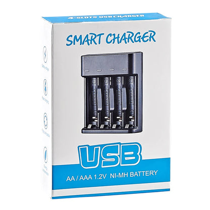 Battery Charger 4 Slot Intelligent Fast Charge With LED Indicator For 1.2V NiMH NiCd AAA/AA Rechargeable Batteries USB Charger