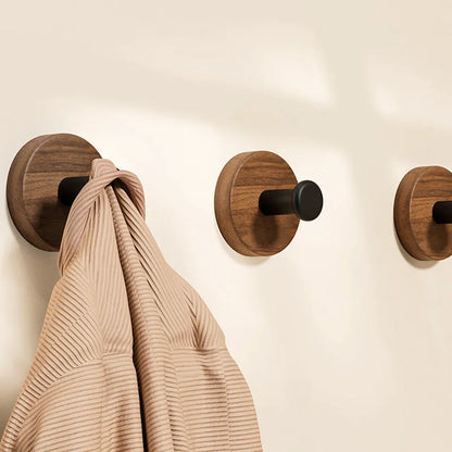 Self-Adhesive Wooden Wall Hooks for Hanging,Modern Coat Hooks,Natural Wood Hooks for Hanging Hats Towels Robe Clothes Keys Bags