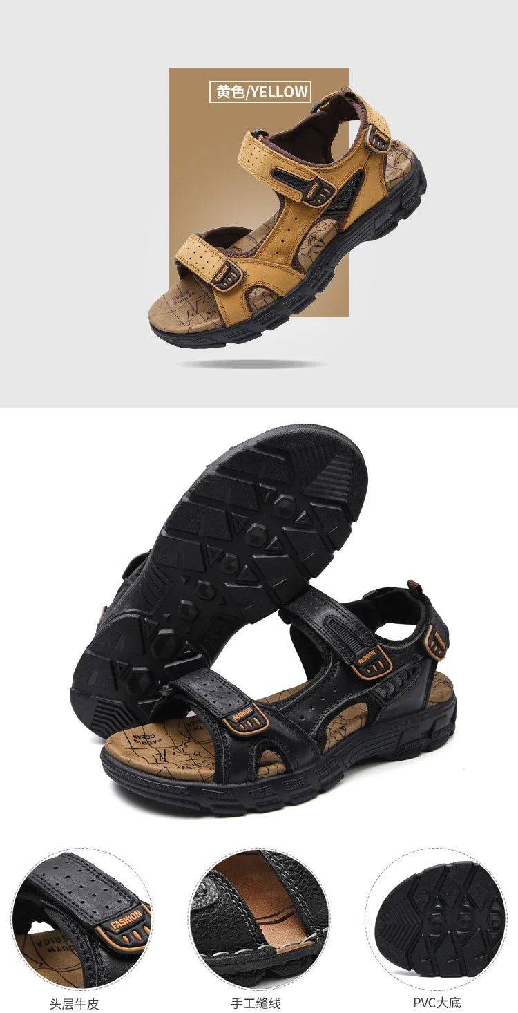 Summer Men's Sandals 2024 Trending Adult Men's Sandal Original Brands Shoes Man's Leather Sandal Sandals for Boy Trend Designer