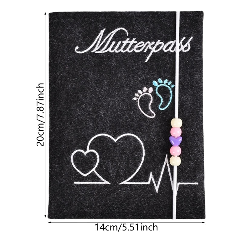 Maternity Log Protective Cover Handmade Felt German Passport Cover for Storing Hospital Vaccination Certificate Insurance Card