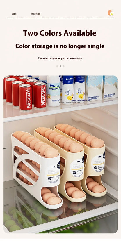 Refrigerator Egg Holder – Slide Out Egg Storage Container for Fridge Door – Auto-Rolling Egg Dispenser