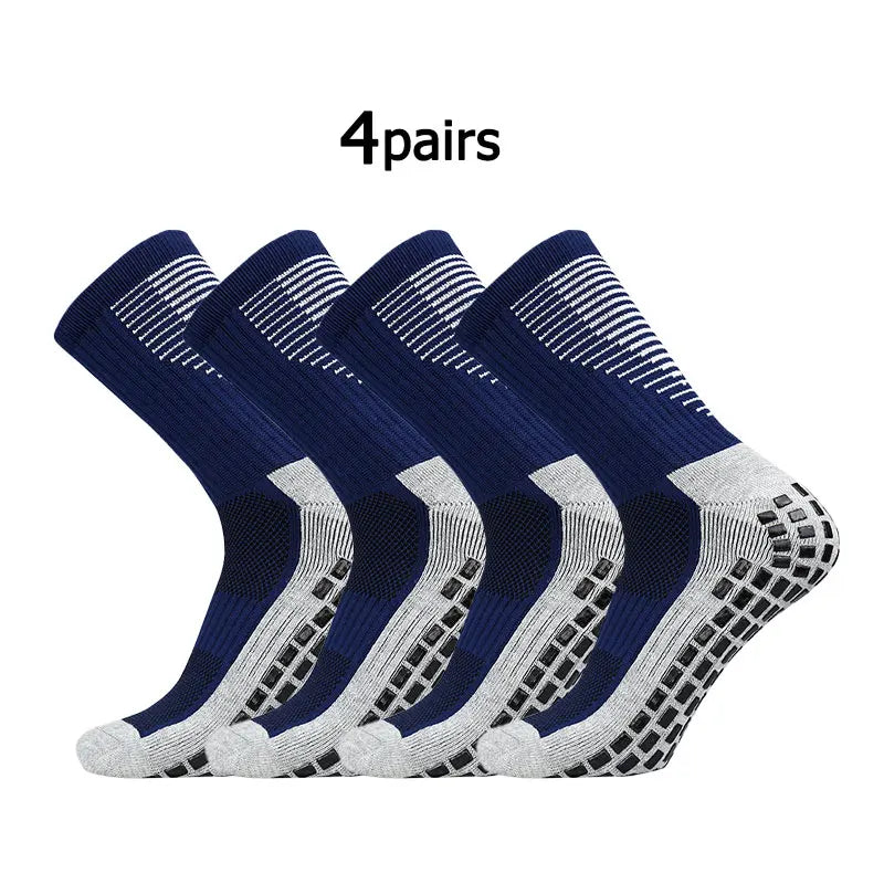 4 pairs New Football Socks Men and Women Sports Socks Non-slip Silicone Bottom Soccer Basketball Grip Socks