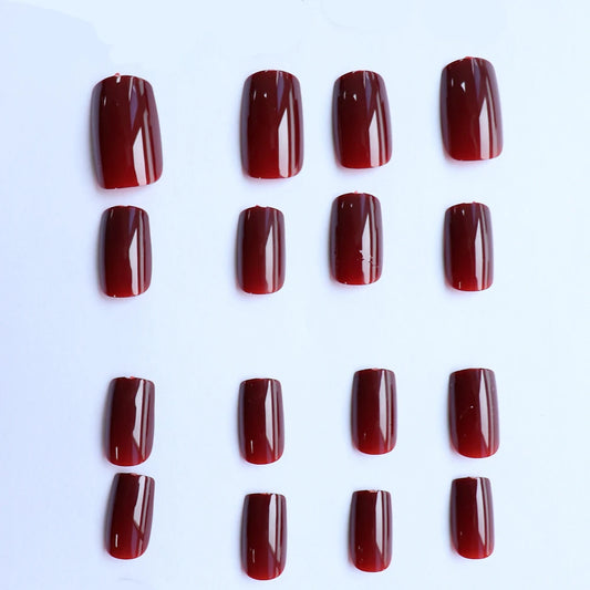 ARTAUG 24PCS Short Press On Nails Square Red High Saturation Glisten Press On Nails Full Cover Fake Nail Set Nails Charms
