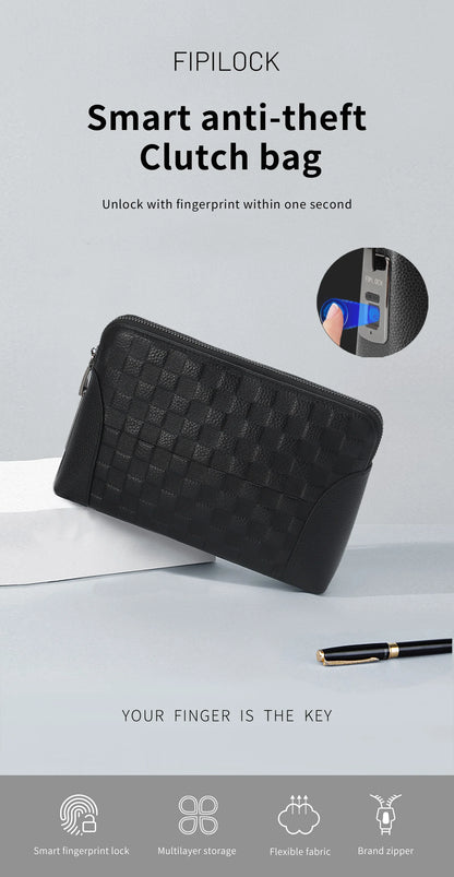 Man`s Fingerprint Lock Handbag Security Lady`s Wallet  Anti-Theft Clutch Bag