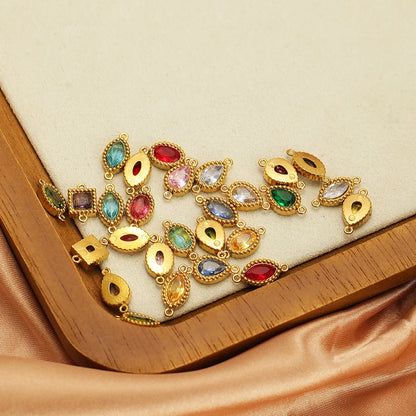 10pcs Stainless Steel Heart Square Zircon Connectors Charms for DIY Necklace Findings Jewelry Earrings Making Bracelets Supplies