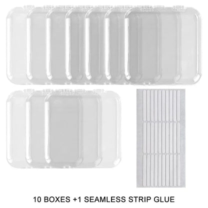 10PCS Press-On Nail Storage Acrylic Boxes with Adhesive Sheets Transparent Clear Nail Boxes Jewelry Storage Tool&Accessories