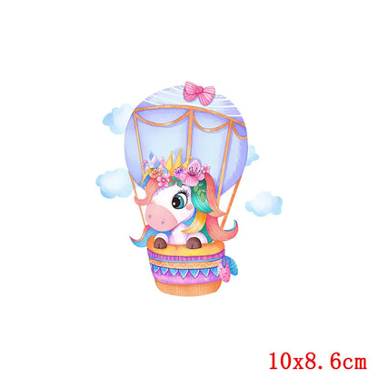 Rainbown Unicorn Heat Thermal Transfer For Clothes Cute Cartoon Iron-On Transfers Sticker On Babys Clothes DIY Aniaml Applique