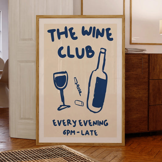 The Wine  Club  Every Evening 6pm-late Wall Art Prints Canvas Painting Poster Picture For Living BedRoom Home Decor