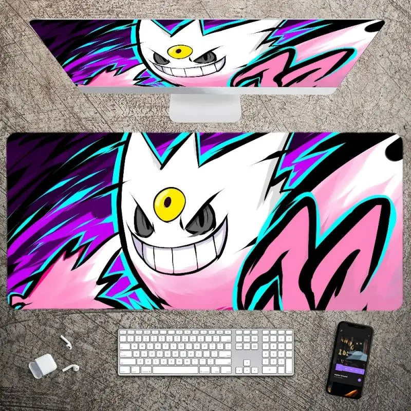 MINISO P-Pokemon-Gengar Grande Mousepad Large Gaming Mouse Pad Lock Edge Thickened Computer Keyboard Table Desk Mat