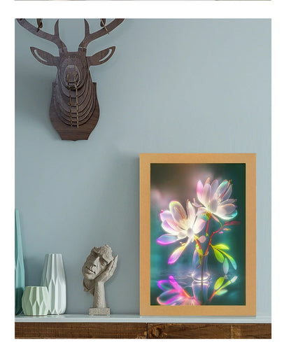 Beautiful LED Light Painting Indoor Sunlight Window Wooden Photo Light Dimming Wall Artwork Table Lamp Home Decor Night Lamp