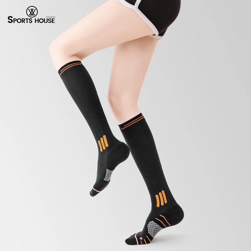 SPORT'S HOUSE Spring and summer long women's pressure socks Towel bottom non-slip high elastic compression sports socks