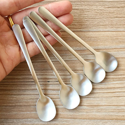 Stainless Steel Coffee Spoon Tableware Household Seasoning Spoon Creative Short Round Dessert Spoon Mixing Spoon