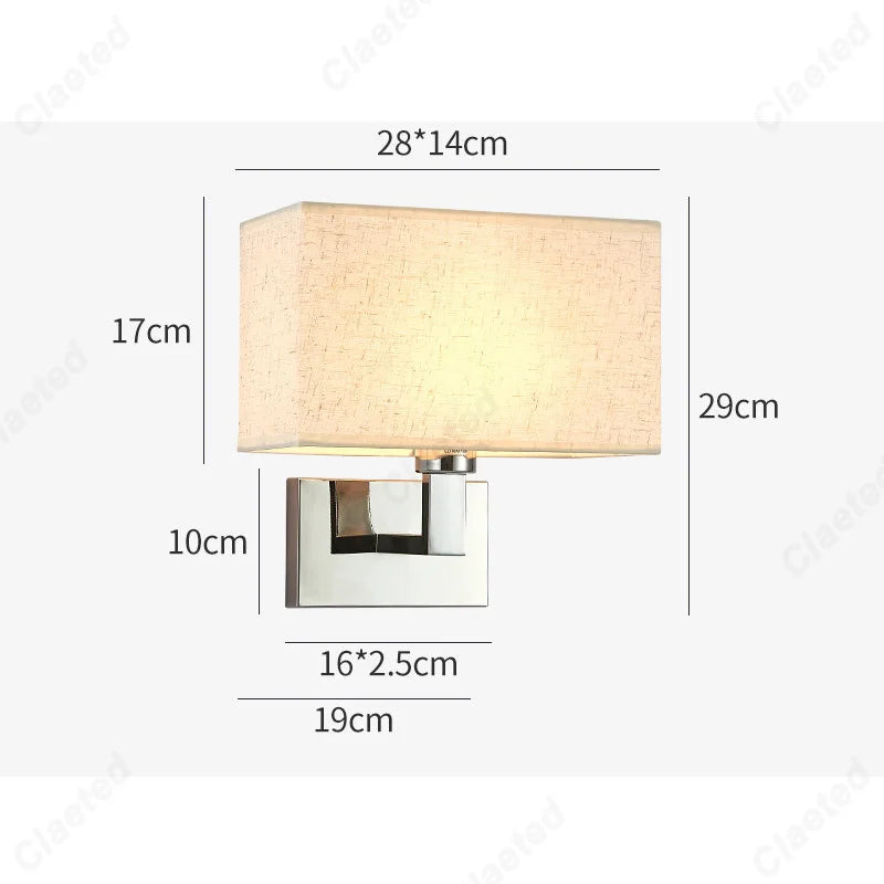 LED Fabric Lampshade E27 Decorative Wall Lamp Indoor Corridor Living Room Bedroom Bedside Wall Lamp Decorative Lighting Fixture