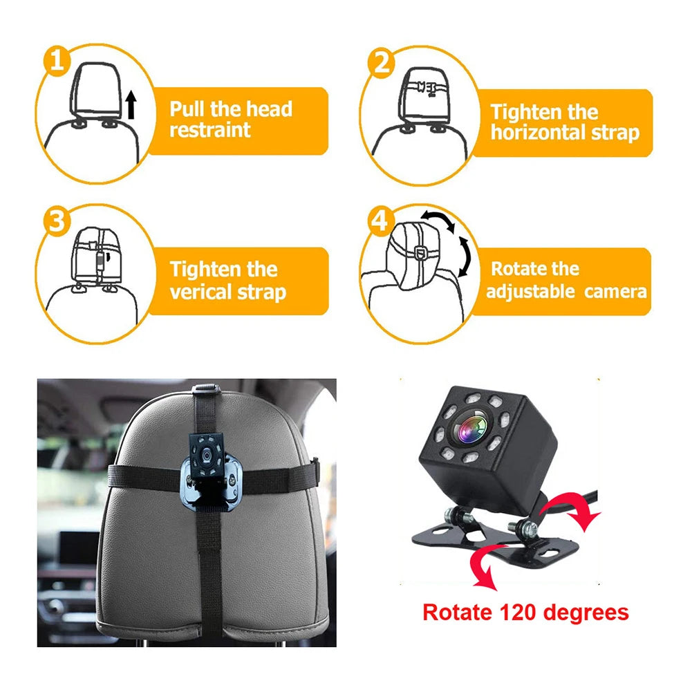 Car Baby Monitor Camera 8LED Infrared Night Vision Easy Installation 4.3 Inch Folding Display Screen Baby Car Mirror Display