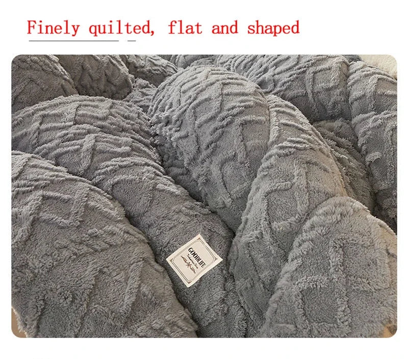 Super Thick Weighted Winter Blanket for Bed Faux Lamb Cashmere Plush Fleece Throw Queen King Size Cozy Warm Quilt Comforter
