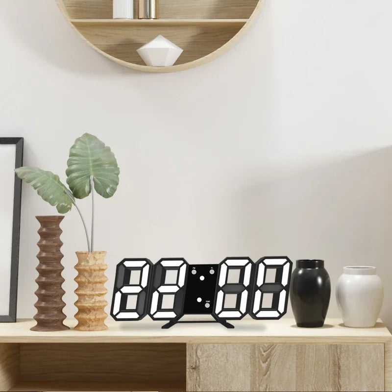 3D digital alarm clock desktop clock wall-mounted living room electronic clock home bedroom ornament clock table clock