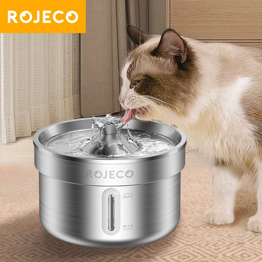 ROJECO Stainless Steel Pet Drinking Fountain Auto Cat Water Fountain Smart Pet Water Dispenser with Pump for Dog Cat Drink Bowl