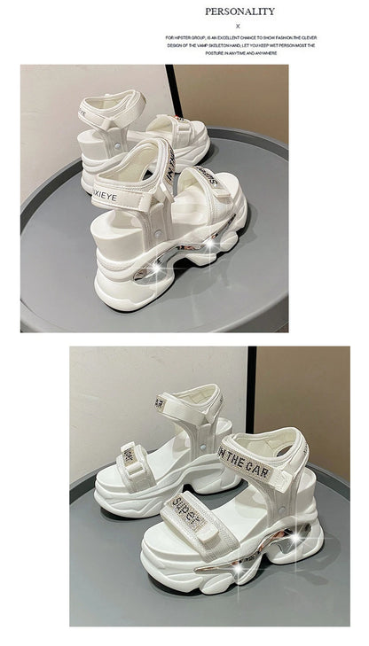 10CM Chunky Platform Sandals Women New Summer Bling High Heels Sandals Woman Beach Casual Slides Thick Sole Sandalias Mujer