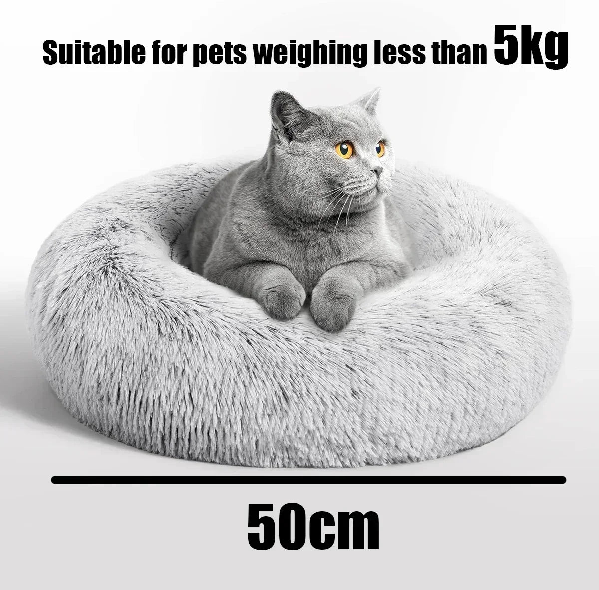 50cm Round Pet Bed for Small medium Dog Bed Cat Bed,Long Plush Dark Gray Dog Bed