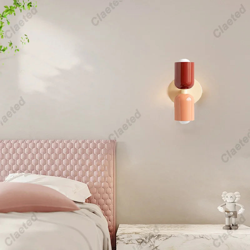 LED Wall Lamp Modern Simple Cream Double Head Light for Living Room Bedroom Besides Study Interior Decoration Fixture