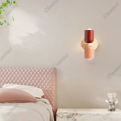 LED Wall Lamp Modern Simple Cream Double Head Light for Living Room Bedroom Besides Study Interior Decoration Fixture