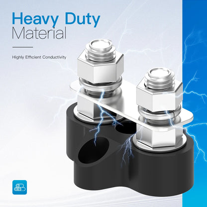 Bus Bar 12V 200A Battery Power Distribution Block 5/16" Dual Studs Terminal Block Busbar Junction Block for Auto Car Marine Boat