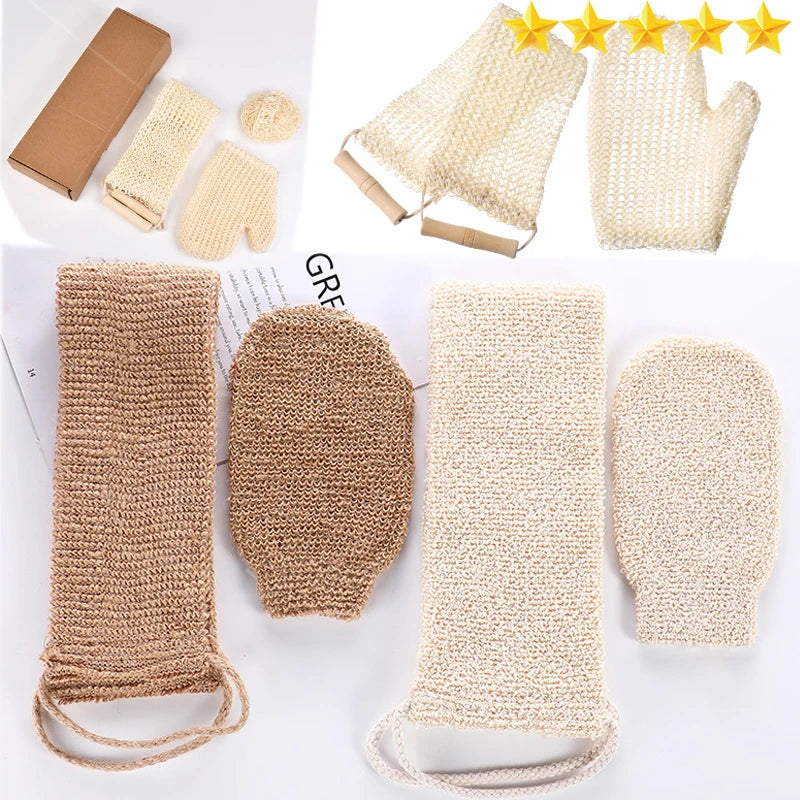 Ramie Sisal Clean Mud Bath Set Bath Stretch Jute Gloves Bath Set