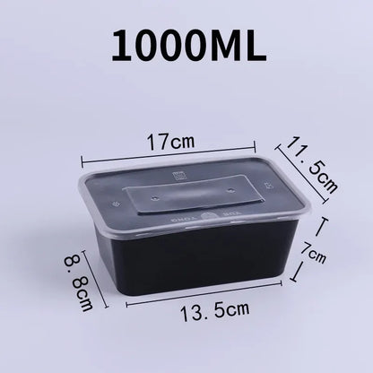 10PCS Black Plastic Disposable Food Containers with Lids - Ideal for Salads, Sandwiches, and Kitchen Fridge Storage