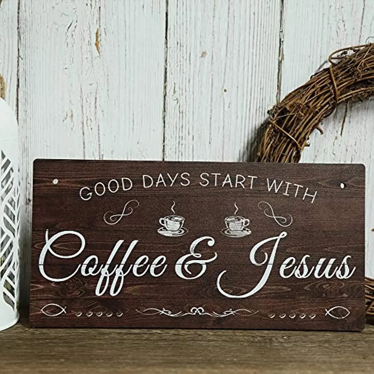 Coffee Sign Kitchen Coffee Bar Decor Plaque Gifts for Coffee Lover  Good Days Start with Coffee & Jesus