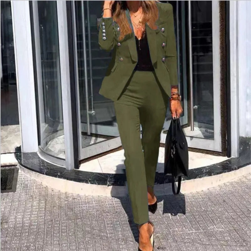 Office Pants Set Elegant Women's Fashionable Western-Style Suit High-End Business Attire Long-Pants Set For Special Occasion