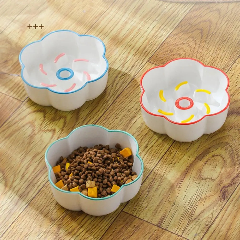 Ceramic Cat Slow Food Bowl Cute Creative Dog Food Feeding Basin Multi-use Large Capacity Pet Drinking Feeder Water Container
