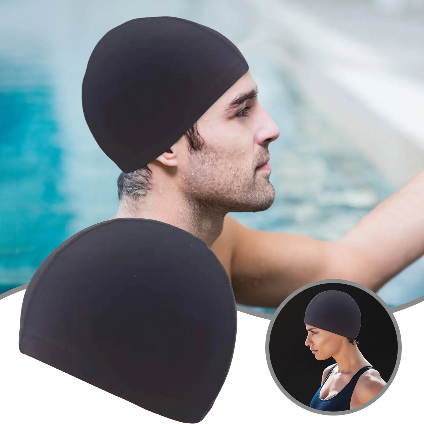 NEW Swimming Cap Elastic Nylon Ear Guards Long Hair Pool Cap Slim Swimming Cap Swimming Accessories