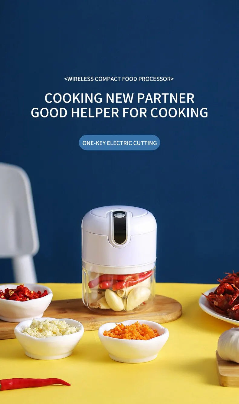 Electric Garlic Masher Portable Chopper Multi Function Meat Grinder Masher Machine Mini Garlic Vegetable Chopper Usb Charging