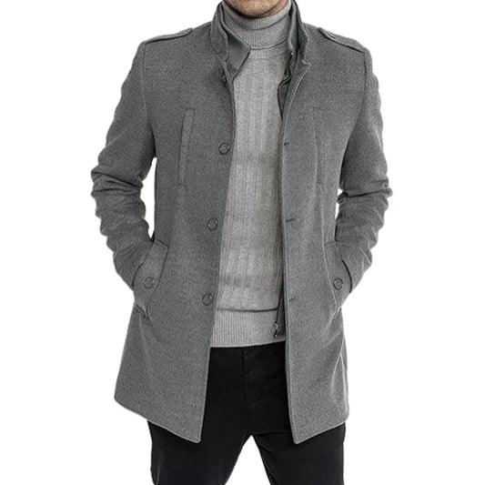 New Woolen Mens Coat Medium and Long Zipper Jacket Large Size Fake Two-piece Set Cardigan for Men