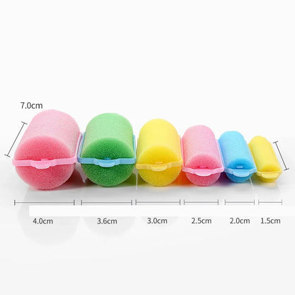 12PCS /Set Pink Soft Sponge Foam Cushion Hair Rollers Curlers Barber DIY Curls Hairdressing Tool DIY Home heatless wave formers