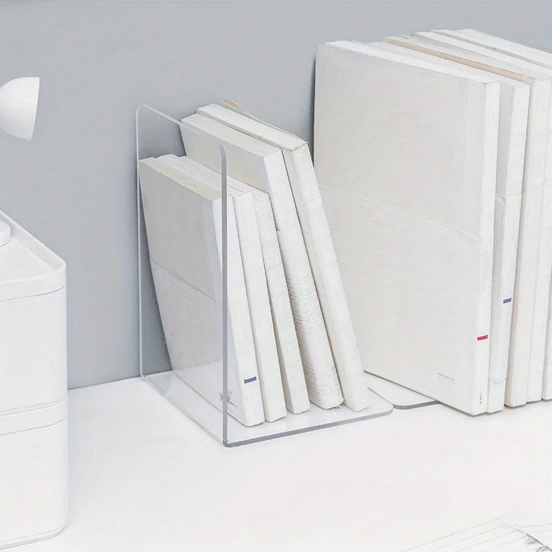 1/2pcs Clear Acrylic Bookends, Durable Transparent Bookshelf Partition Plates, for Office, School, and Home Organization