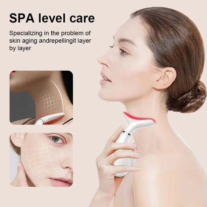 Neck Beauty Instrument with Base Microcurrent Facial Massager LED Photon Skin Rejuvenation Neck Face Skin Care Tool for Wrinkle