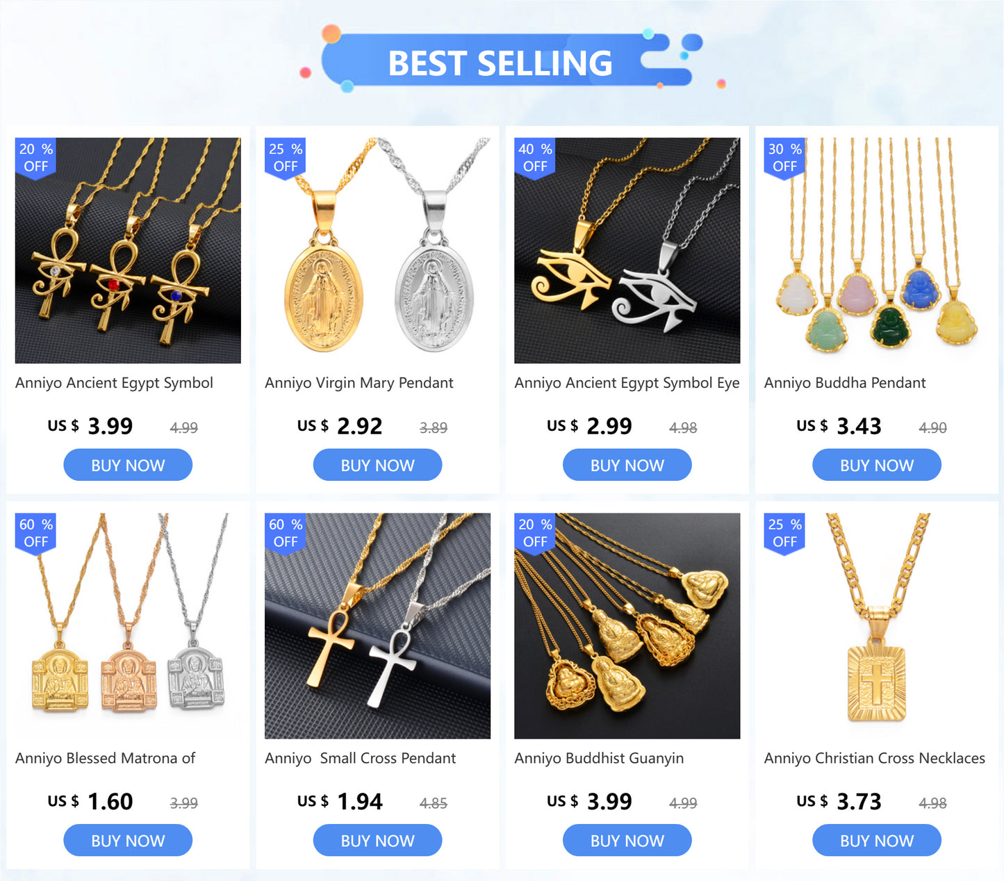 Anniyo Saint Nicholas Patron Saint Necklace Orthodox Christianity Pendant Church Eternal Church Cross Jewelry Russia @@046604